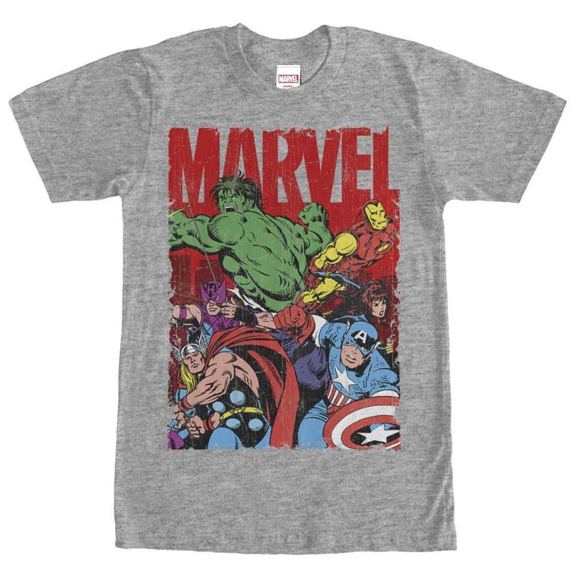 Fashion Marvel Comic Strip Logo T-Shirt - Camiseta Hombre, Negro