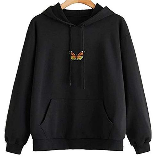 Sudaderas de Mariposa para Mujer Sudaderas con Capucha de Bolsillo de Patchwork Jersey de Manga Larga Casual