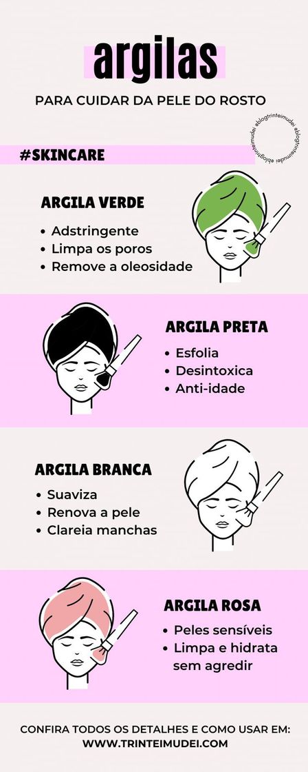 Moda 4 Tipos de Argila Facial.