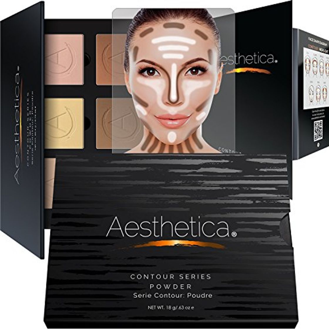 Product Aesthetica cosméticos Contour y resaltar Kit de maquillaje de paleta de maquillaje contorno – fáciles de seguir instrucciones paso a paso incluido