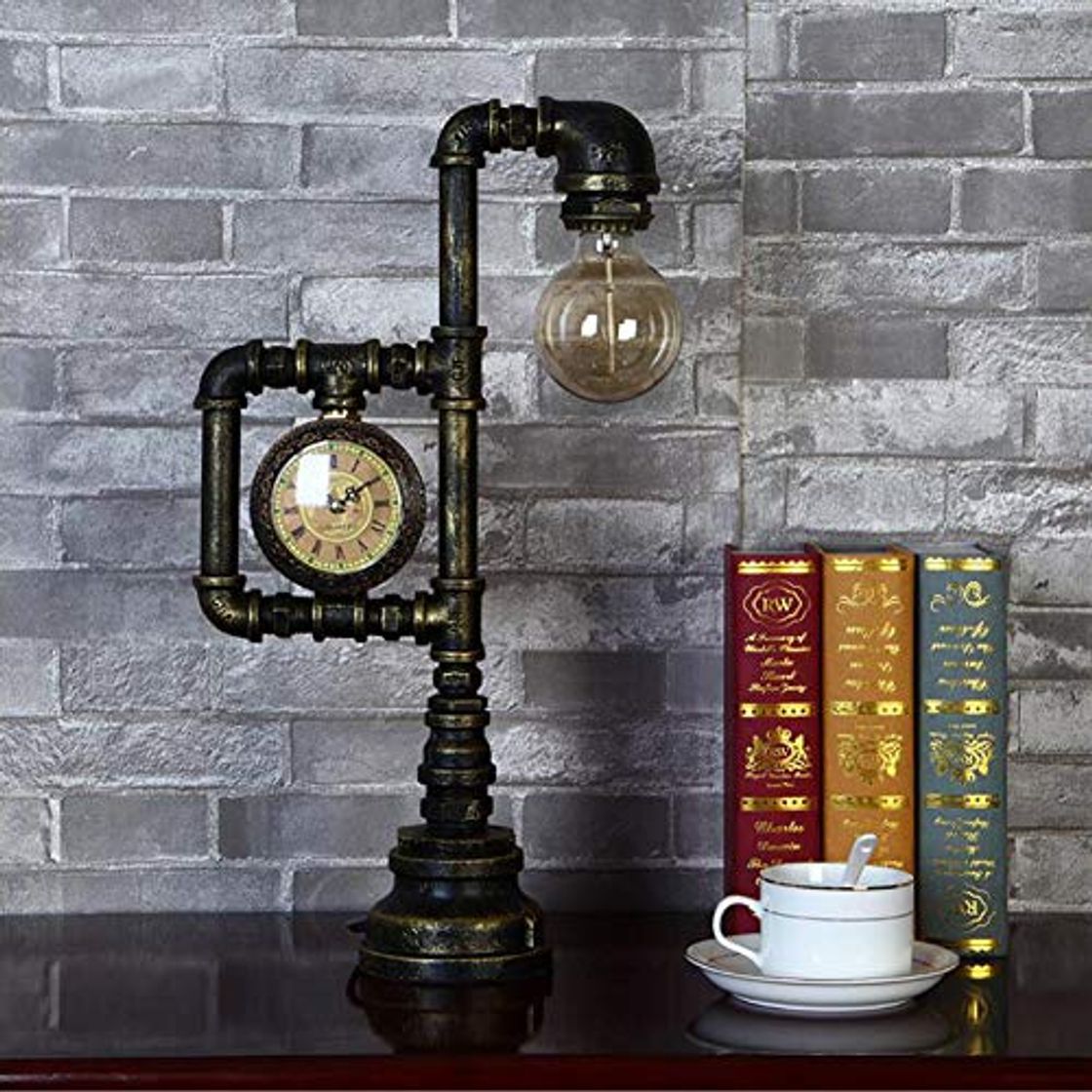 BRIGHTER E27 Tubo de agua Lámpara de mesa Steampunk Light Lámpara de escritorio