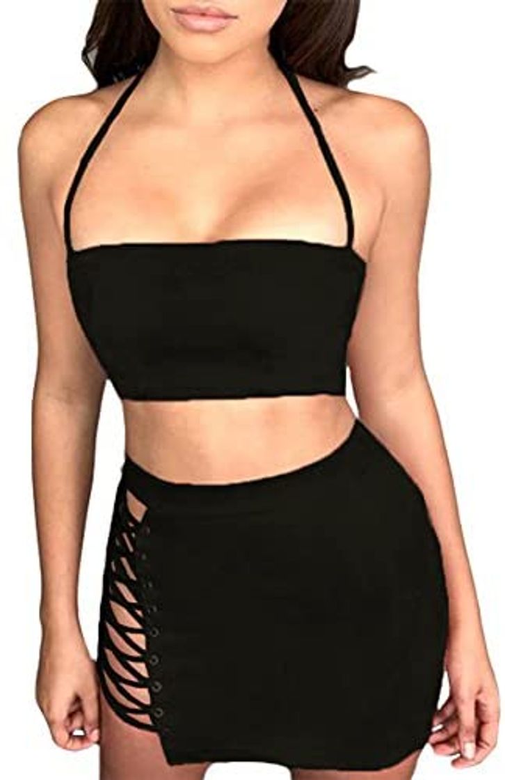 Moda Antopmen Women Sexy Spaghetti Strap Crop Top Side Lace Up