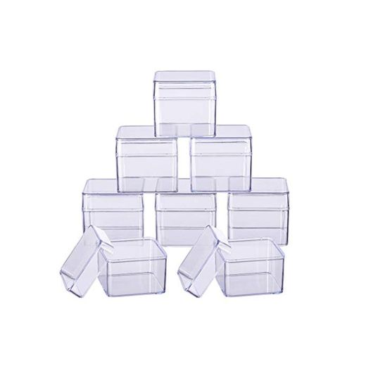 BENECREAT 10 Pack Cajas Cuadrado de Alta Transparencia Contenedores de Plástico Cajón Organizadores para Artículos de Belleza Otros Artículos Pequeños