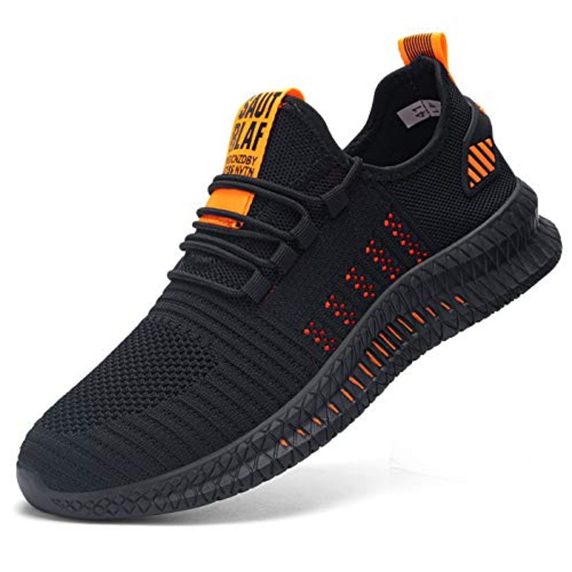 Moda Kefuwu Zapatos de Running para Hombre Transpirables Aire Libre y Deportes Correr Asfalto Casual para Deportivas de Malla（A Naranja 45）