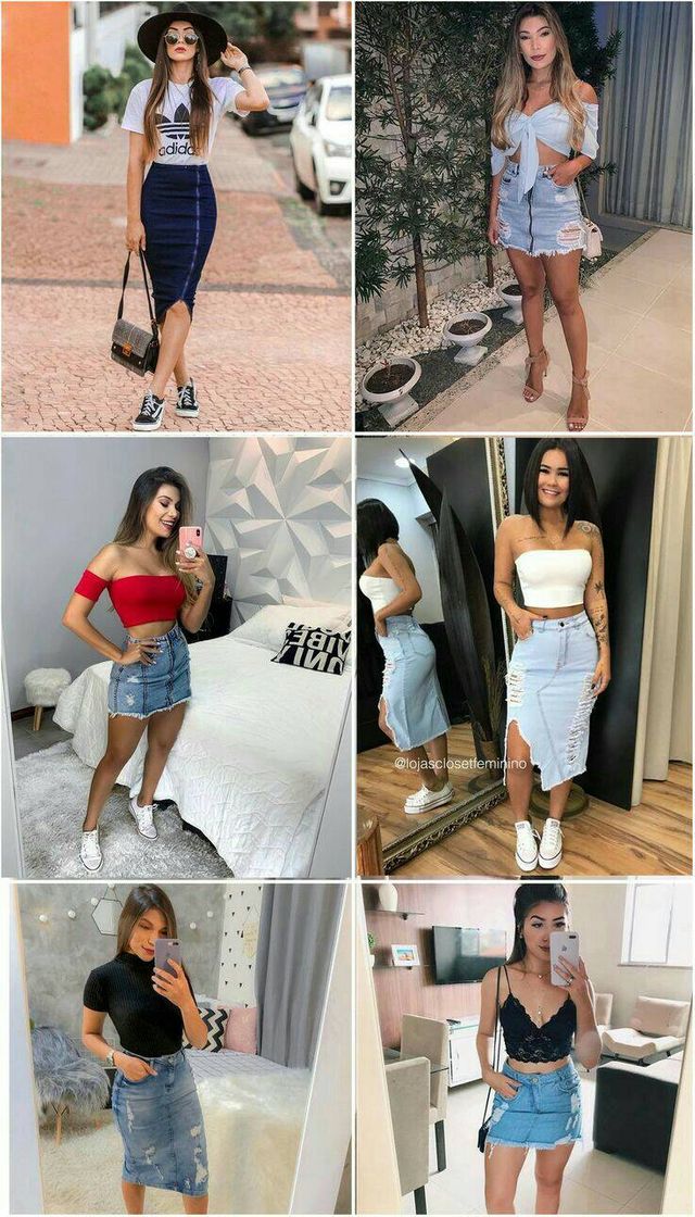 Fashion saia jeans:inspirações e dicas de look com saia jeans 