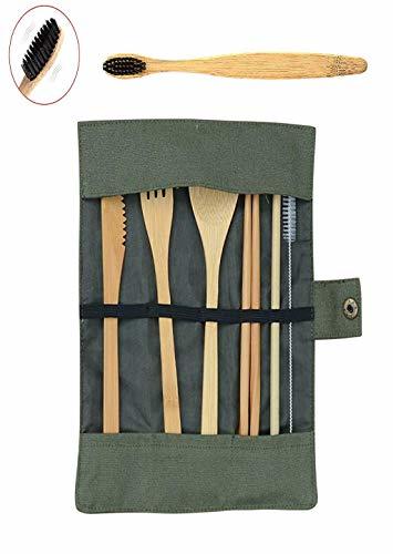 Social Barlingrock 1 Pc Portable Bamboo Dinner Set Travel Eco-friendly Fork Spoon Straw