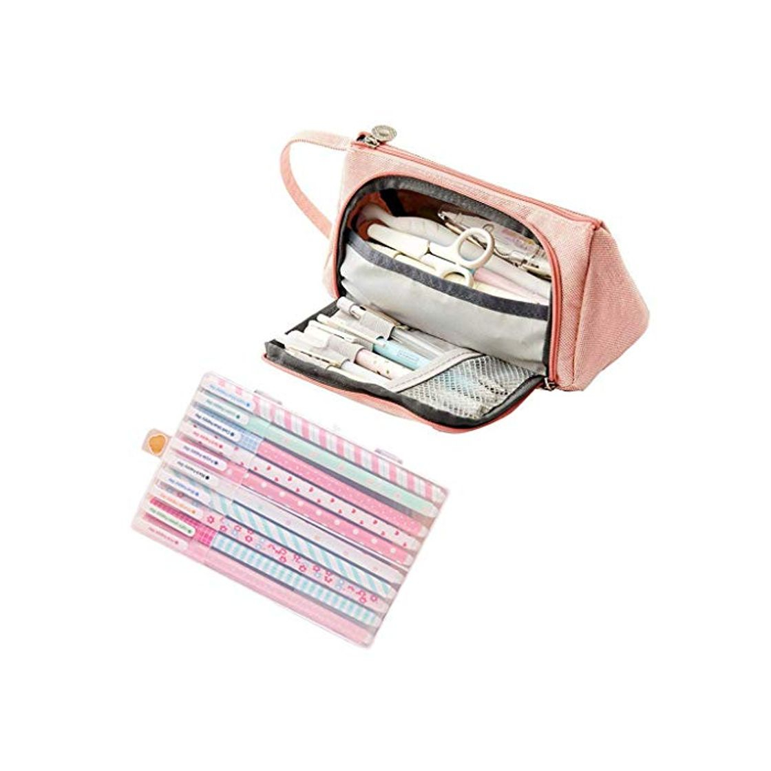 Social Amycute 11 Set de Papeleria, Estuche de Lapices rosa