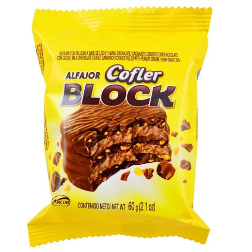 Cofler Block Alfajor with Peanut Butter and Milk Chocolate, 60 g