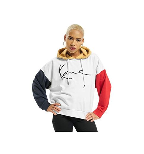 Karl Kani Signature Block Hoodie Ladies Sweatshirt White-Blue-Red, tamaño