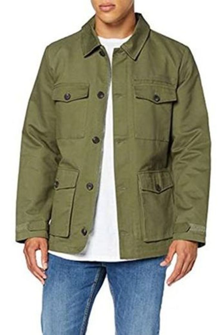 Moda Marca Amazon - find. Guerrera de Algodón Hombre, Verde