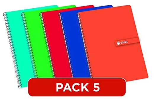 Enri 100430066 - Pack de 5 cuadernos espiral