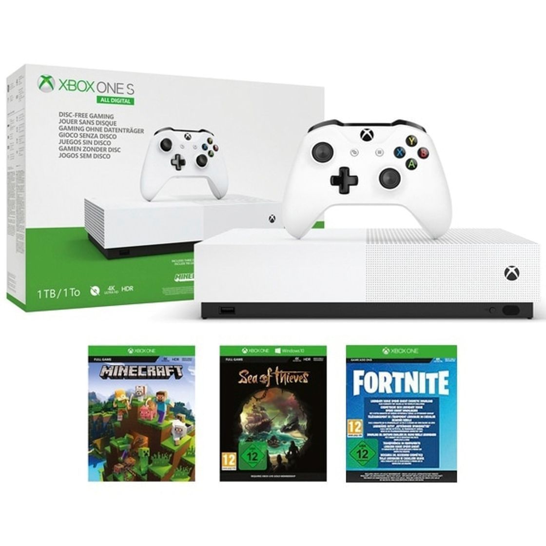 Electrónica Microsoft - Xbox One S 1 TB All-Digital Edition, Fortnite