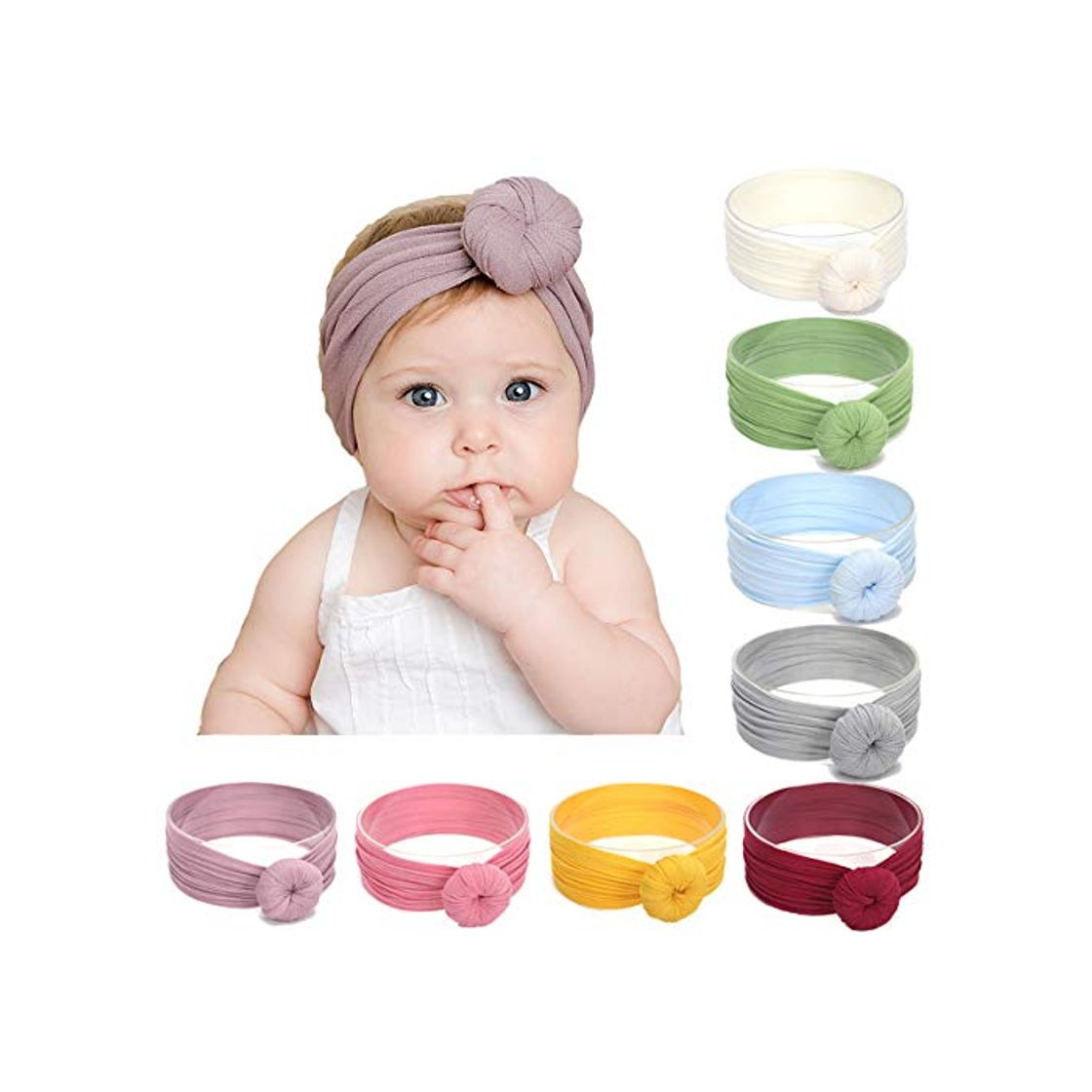 Product Simoda 7/8 Pcs Kids Baby Bohemian Turban Headbands Super Suave algodón Lindo