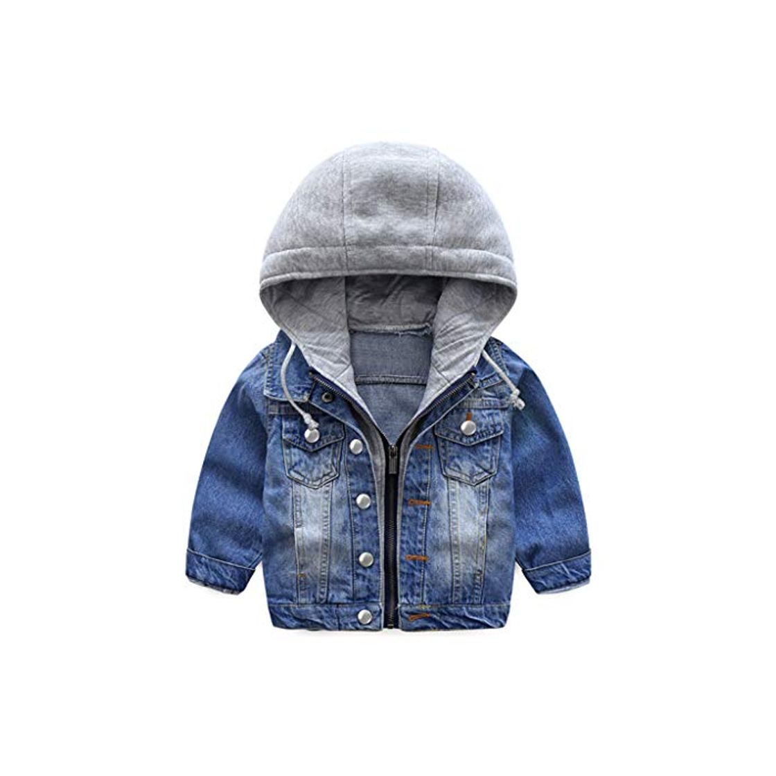 Social Niño Capucha Chaqueta Vaquera Abrigo Bebé Cazadora Vaquera Niñas Denim Jacket Manga