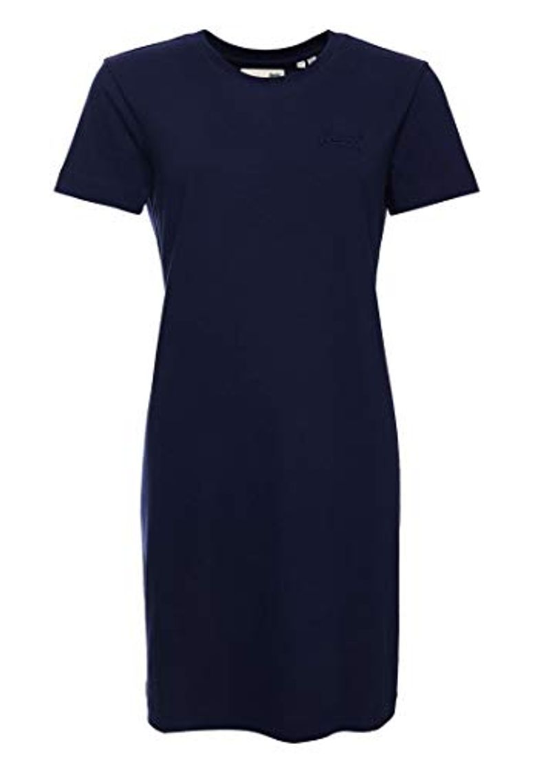 Moda Superdry Mujer Vestido Camiseta de algodón orgánico de la colección Orange Labe Azul Marino Atlántico 40