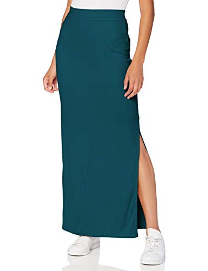 Moda Marca Amazon - MERAKI Falda Maxi Slim Fit Mujer, verde