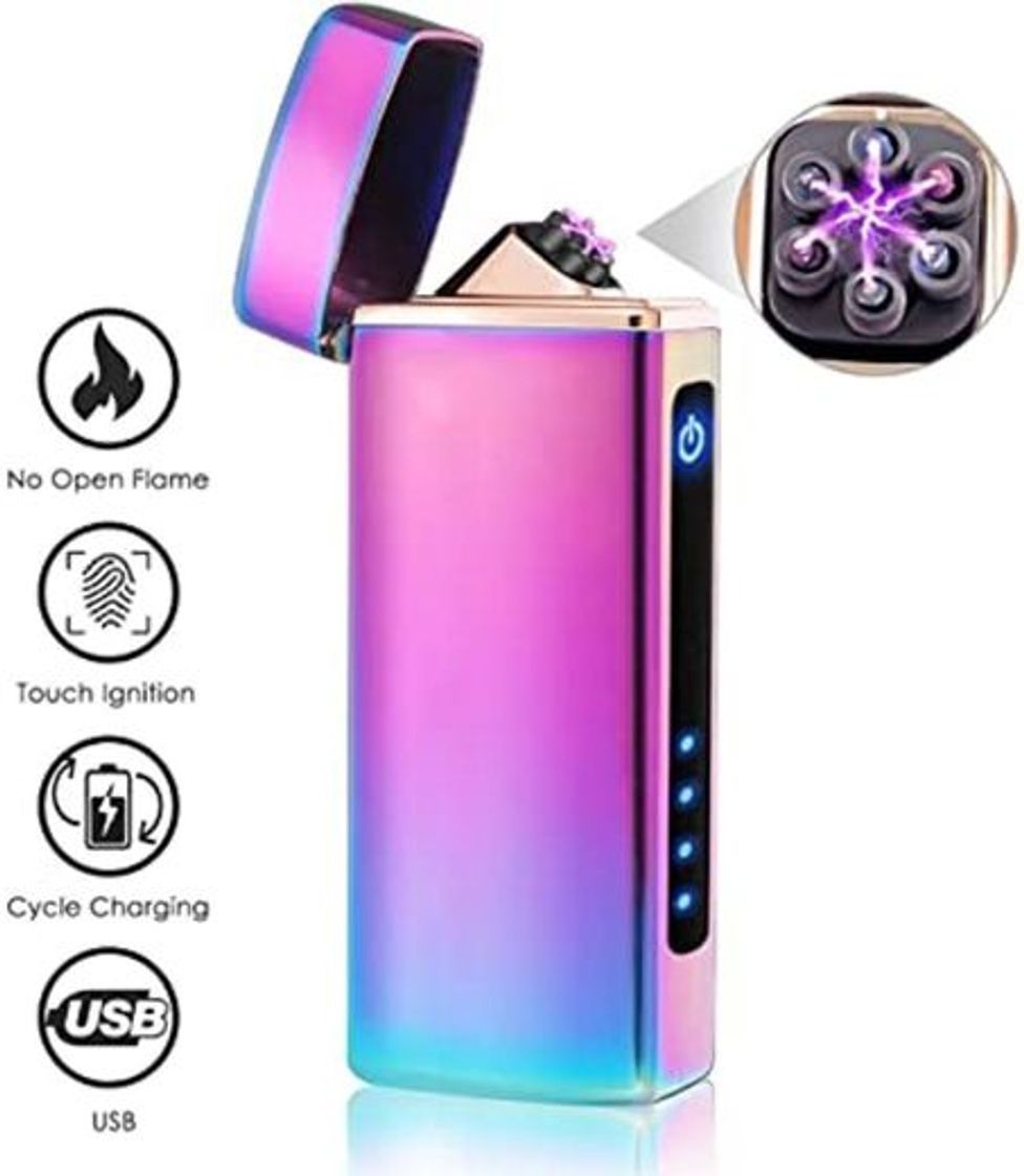 Social NASUM Mechero Electrico, Encendedor Electrico de Doble Arco sin Llama - Mechero