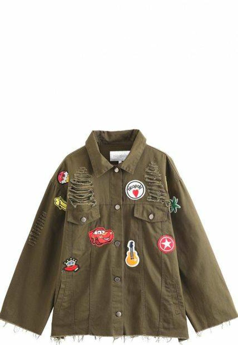 Moda Chaqueta Oversize Parches Verde Nicopoly

