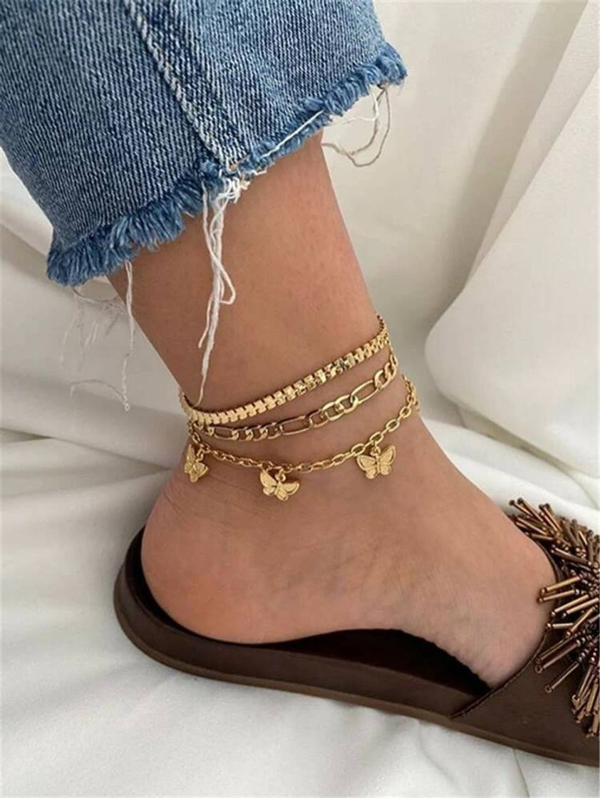 Moda 3pcs Butterfly Charm Anklet