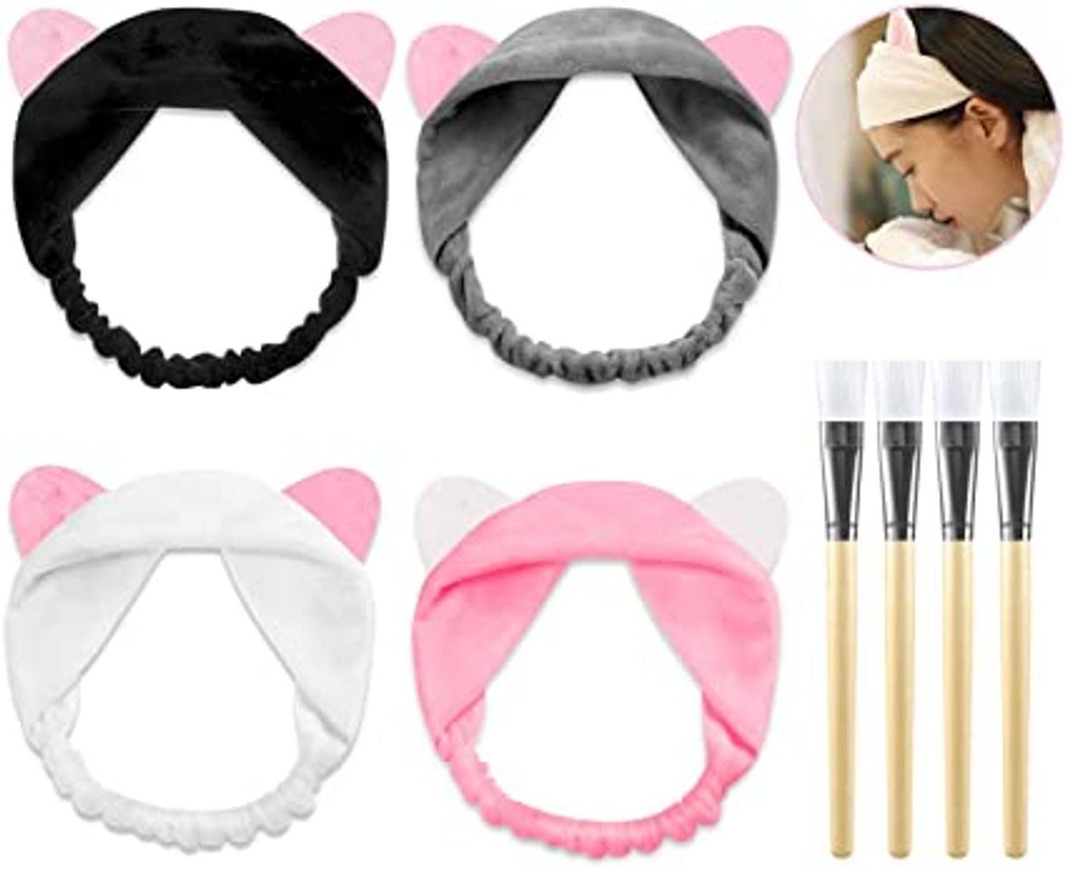 Social 5pcs Brocha Mascarillas Faciales y 5pcs Banda Elástica de Orejas de Gato