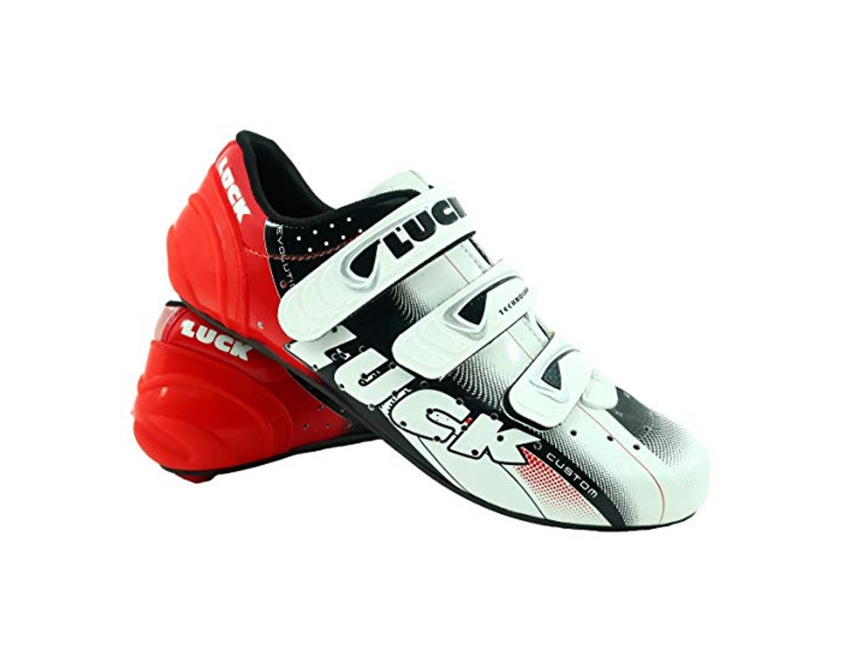 Moda LUCK Zapatillas de Ciclismo EVO, para Carretera, con Suela de Carbono,Muy rigida