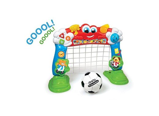 Baby Clementoni- Portería fútbol interactiva, Color Rojo, Azul y Verde