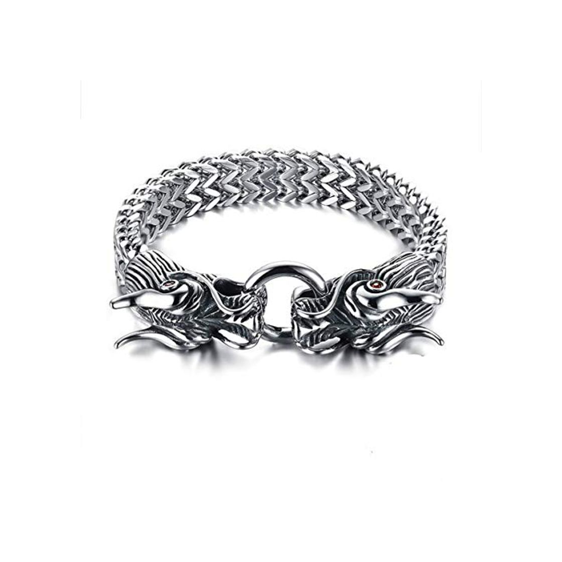 Social Nobrand Cabezas de dragón Punk gótico Pulseras para Hombre Pulsera de Cadena de eslabones de Acero Inoxidable Roca Hombre Duro Hombre Pulseira