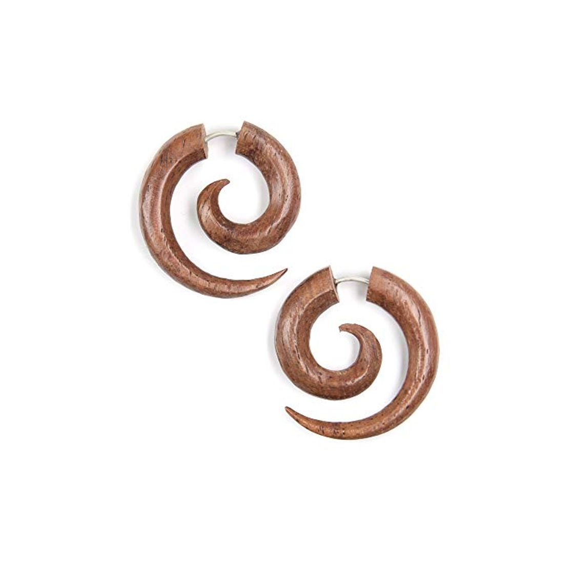 Social Espiral de plata Piercing Falso de madera con un sistema de encaje