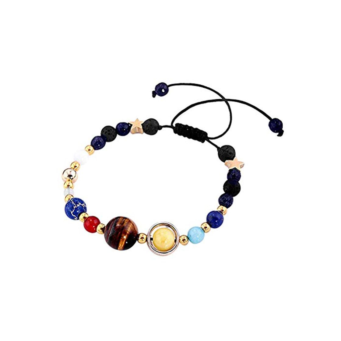 Social Toyvian Pulsera Ajustable Hecha a Mano del Sistema Solar Universo Galaxy Los Nueve Planetas Guardian Star Cuentas de Piedras Naturales Pulseras