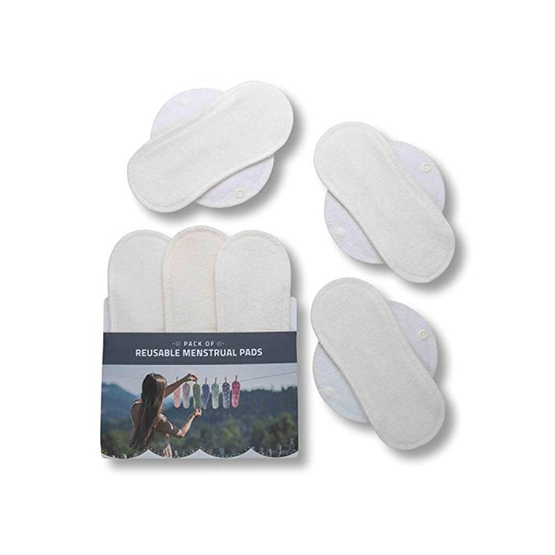 Social Compresas de tela reutilizables, pack de 6 compresas ecologicas de bambú puro