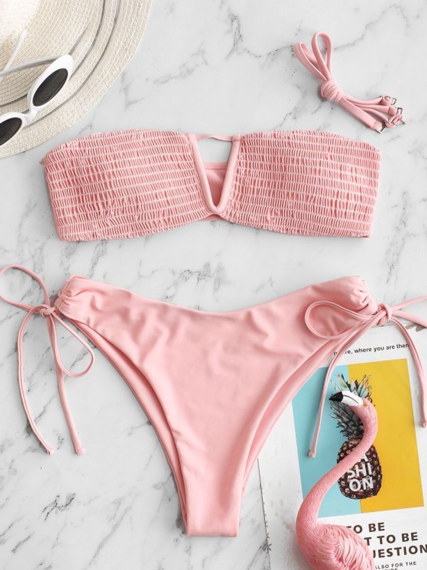 Social ZAFUL Bikini de corte alto para mujer con lazo