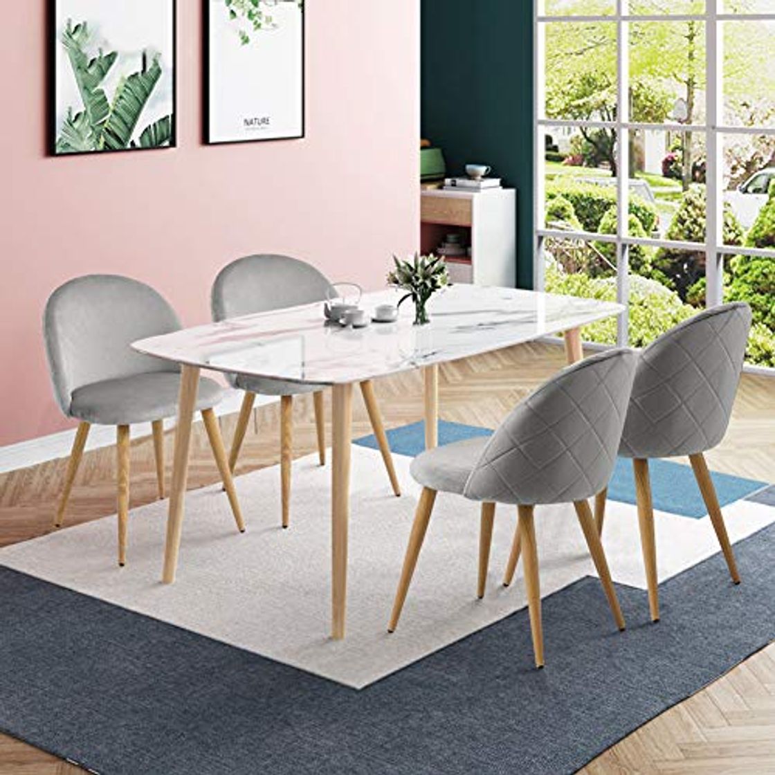 Product CLIPOP - Juego de 4 sillas de comedor de terciopelo con respaldo