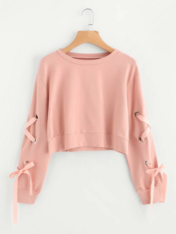 Social Sudadera corta con cordones en las mangas 