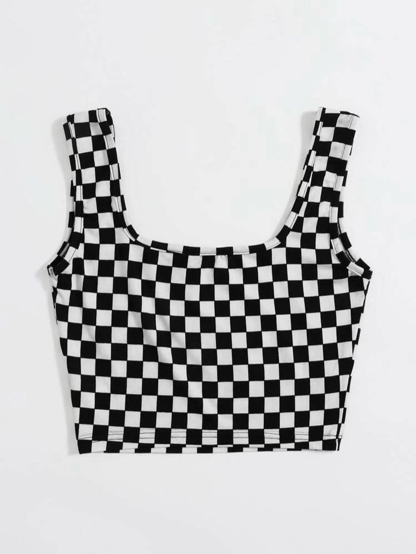 Social Checker Crop Tank Top 