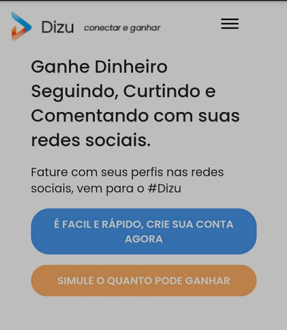 App Dizu - Ganhe Dinheiro Seguindo e Curtindo nas Redes Sociais