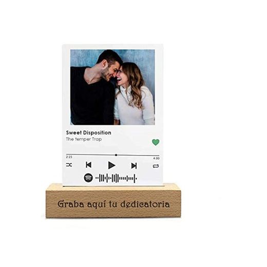 Placa Spotify Glass metacrilato o Madera, Tablero Musical Personalizado 10X15cm