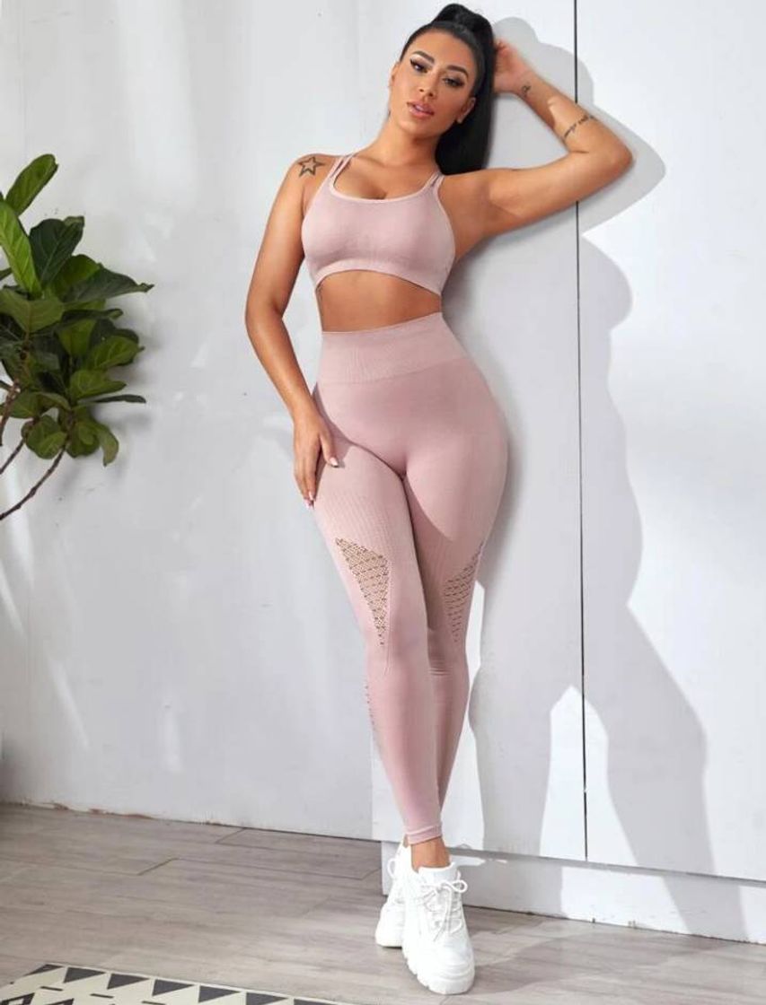 Fashion Laser Cut Out Sports Bra & Leggings