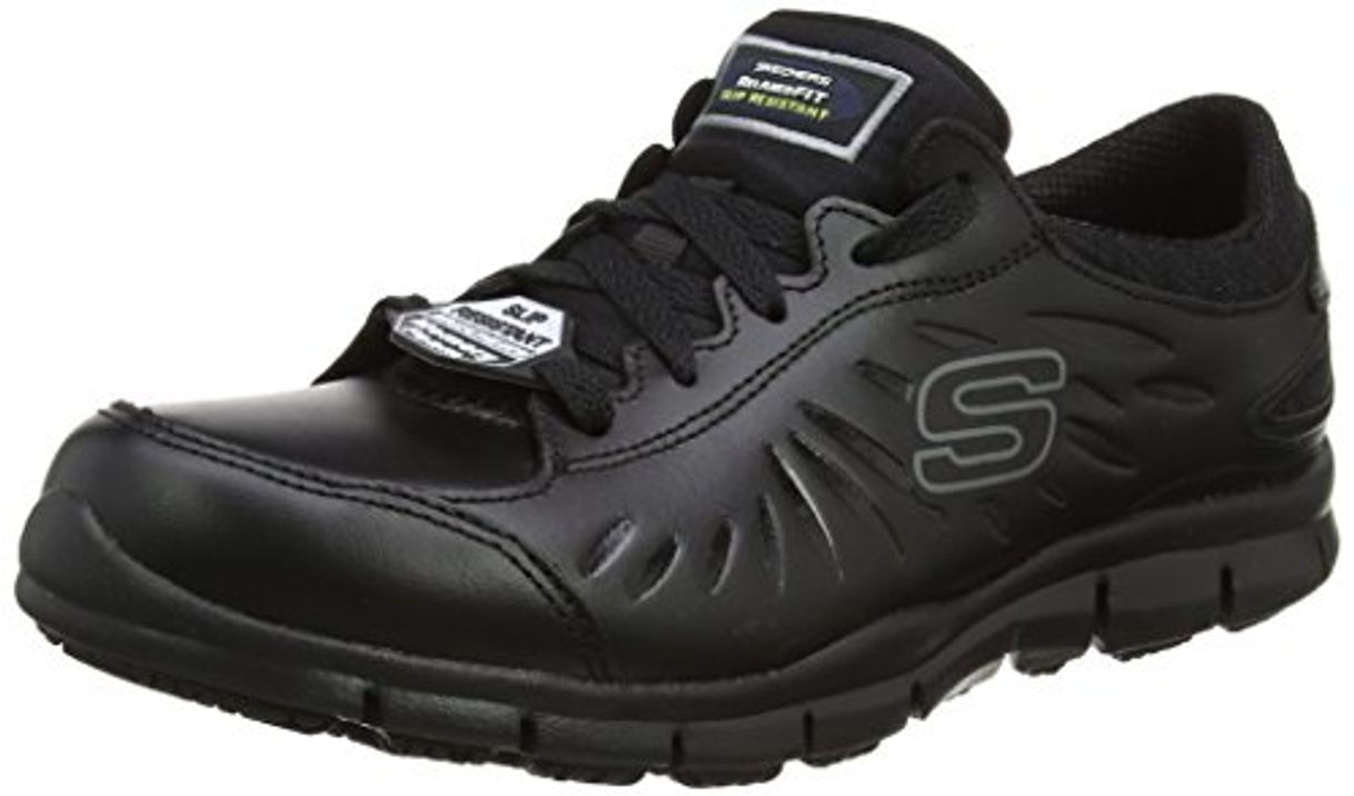 Moda Skechers Eldred, Zapatos de Seguridad Mujer, Negro