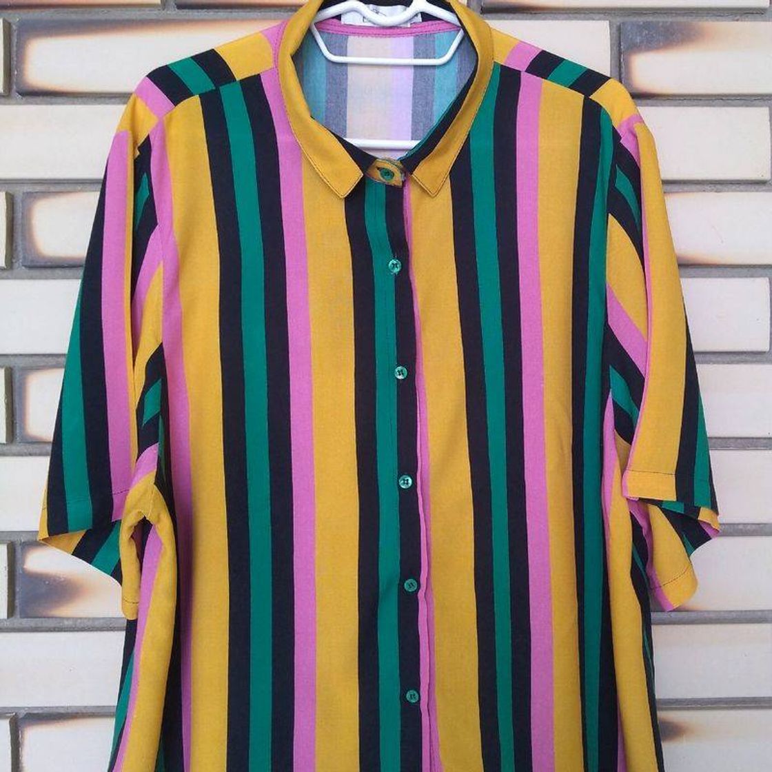 Moda camisa botões listrada colorida