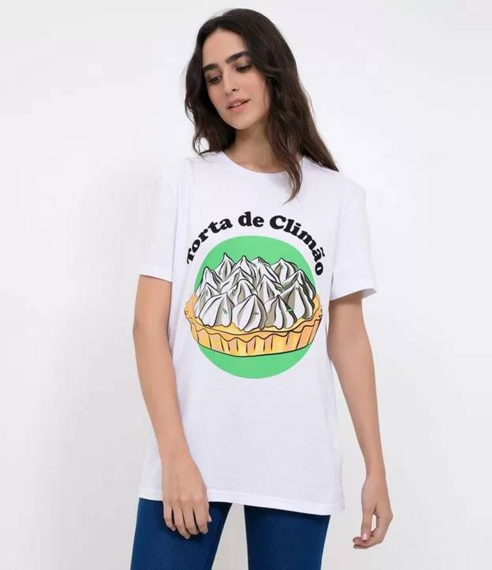 Moda Blusa com Estampa Torta de Climão BRANCO