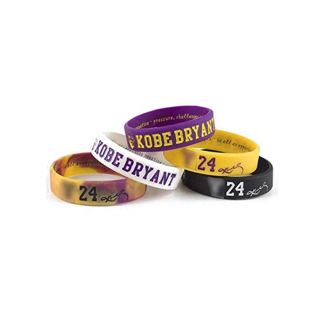 Moda Baloncesto de la NBA Kobe Bryant Retrato Pulsera número 24 DE Silicona Deporte Inspirador Palabra Pulsera 5 Piezas