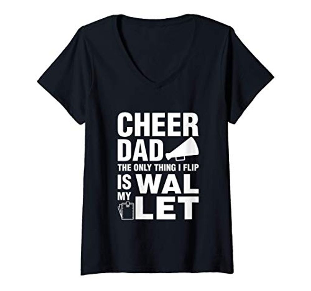 Fashion Mujer Cheer Dad Gift Wallet Flip Funny Cheerleading Camiseta Cuello V