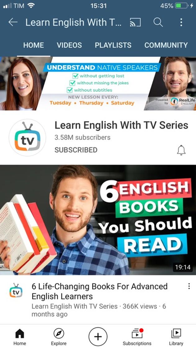 Moda Canal do YouTube “Learning english with TV series” 📺 