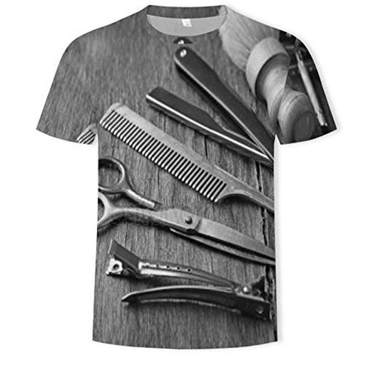Camiseta Masculina impressa em 3D com padrão de secagem rápida Casual confortável
