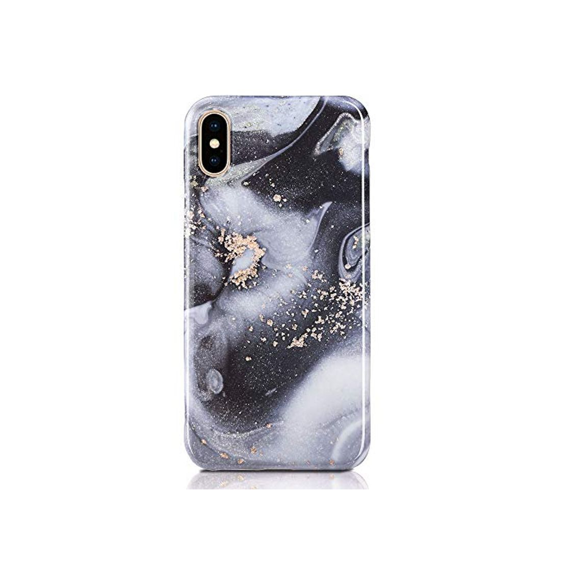 Producto Qult Carcasa para Móvil Compatible con iPhone XS MAX Funda marmol Gris Silicona Flexible Bumper Teléfono Caso para iPhone XS MAX Marble Grey