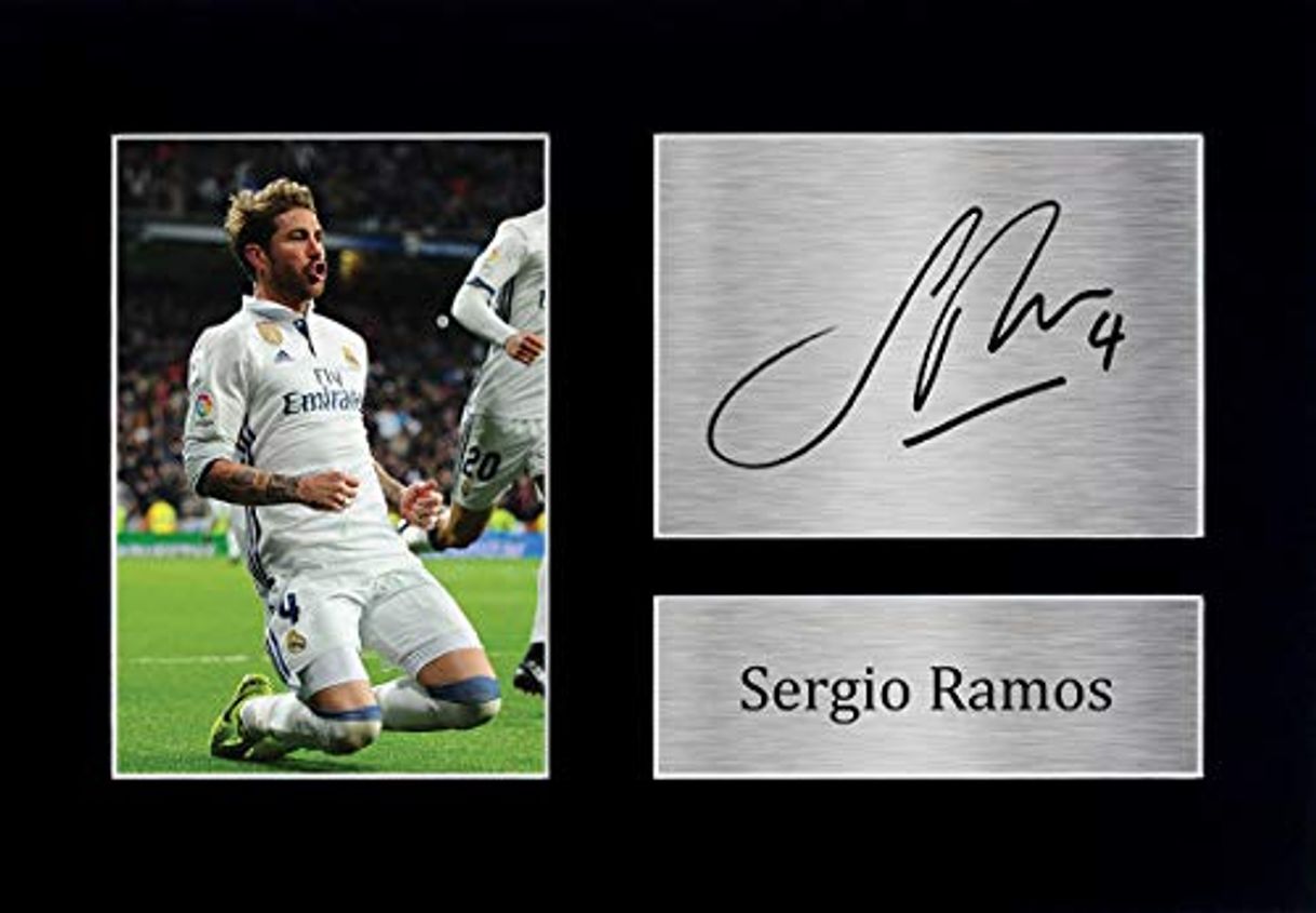 Products HWC Trading Sergio Ramos A4 Sin Marco Regalo De Visualización De Fotos De Impresión De Imagen Impresa Autógrafo Firmado por Real Madrid Los Aficionados Al Fútbol