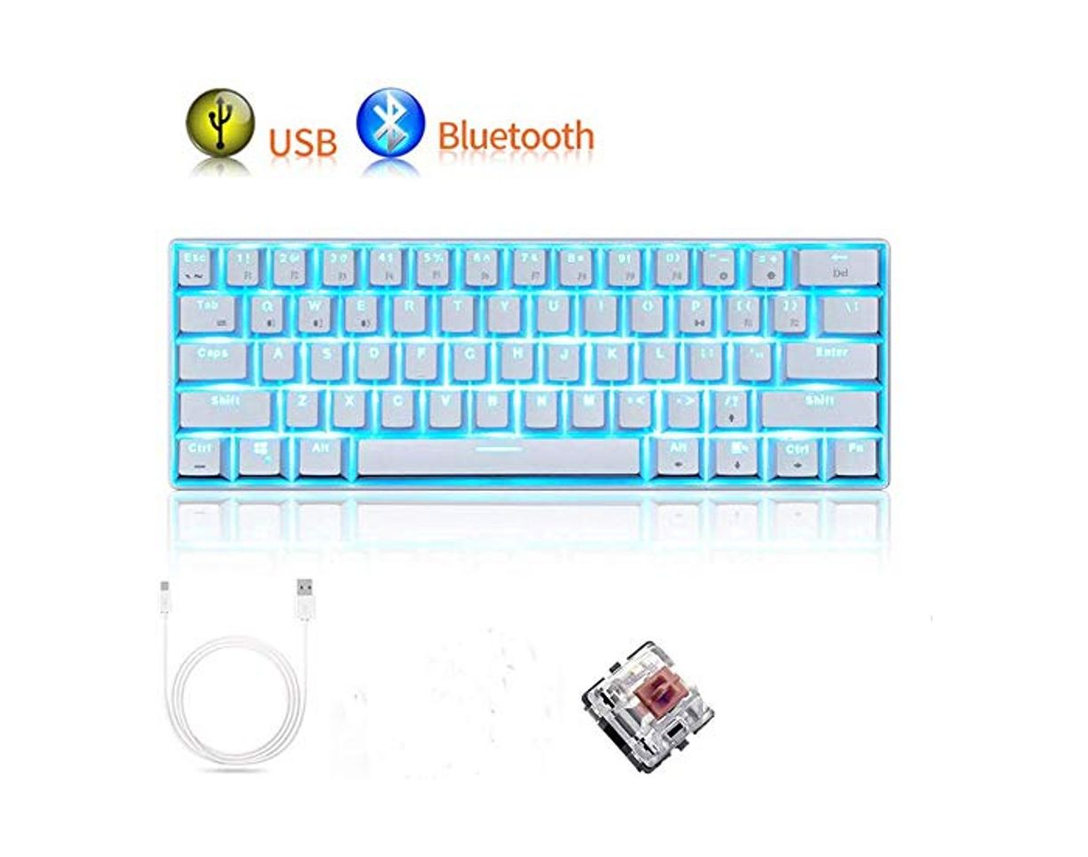 Producto Teclado inalámbrico UrChoiceLtd® RK61 Cargador USB Bluetooth Retroiluminación LED Juegos Mecánicos Ergonómicos