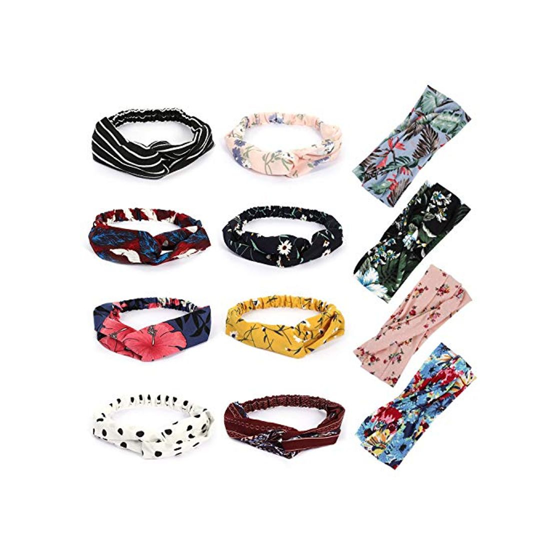 Fashion Winpok 12pcs Diademas Mujer Vintage Cintas Pelo Mujer Elasticas Pañuelos Pelo Turbantes Stretchy Head Wrap Twisted Accesorios