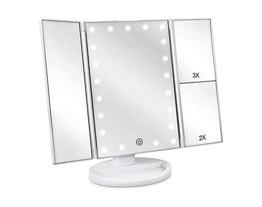 Espejo de Maquillaje con LED, Natural Iluminado Espejo de Mesa Ampliación 1X