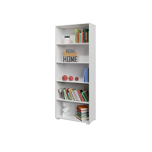 Deuba Estantería libreria biblioteca "Vela" Blanco de 5 estantes 190 cm mueble de almacenaje oficina dormitorio salón